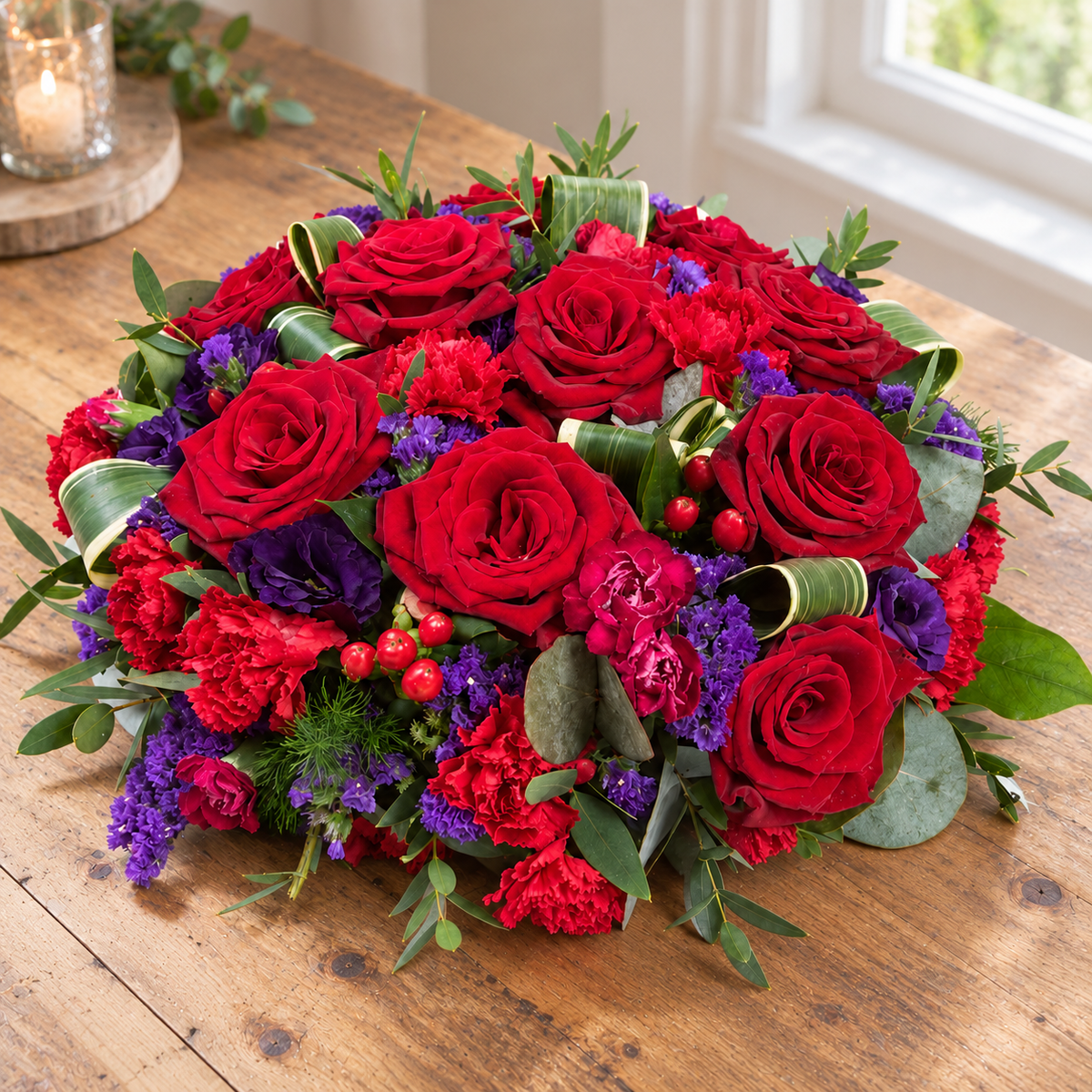 Red Rose & Purple Posy