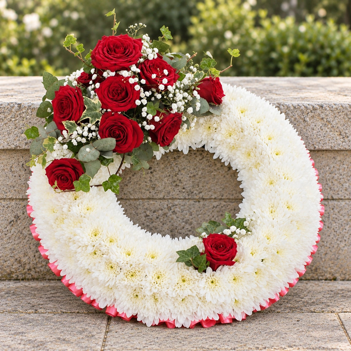 Traditional Massed Wreath — memorial setting