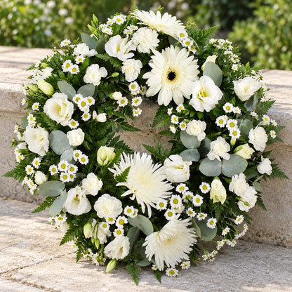 Cream & White Wreath — memorial setting