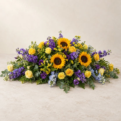 Purple & Gold Casket Spray — calm main photograph