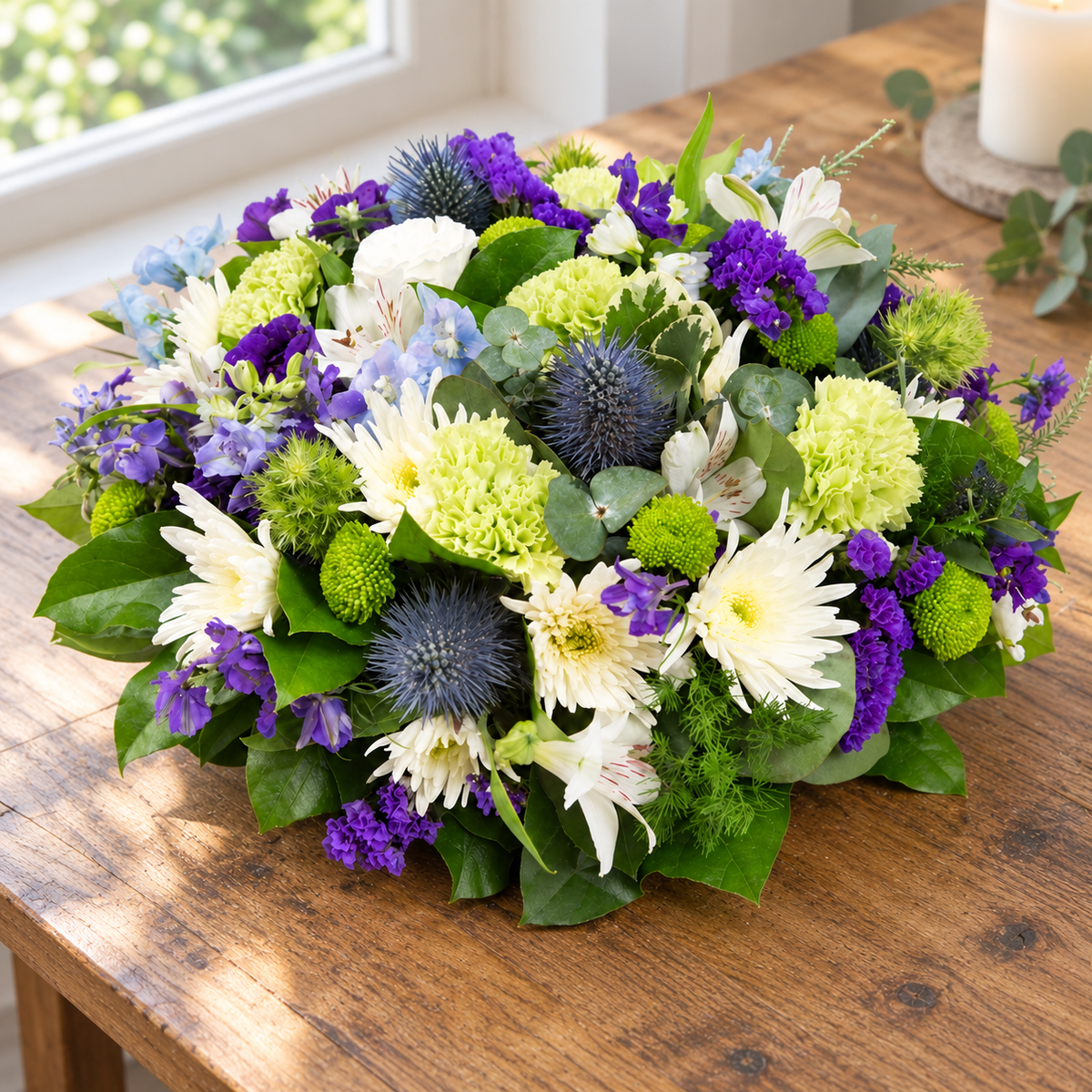 Purple, Lime & White Posy Pad