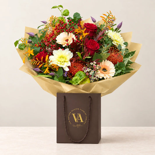 Autumnal Haze — bouquet in branded Van Arthur bag