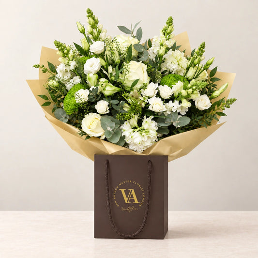 Faith — bouquet in branded Van Arthur bag