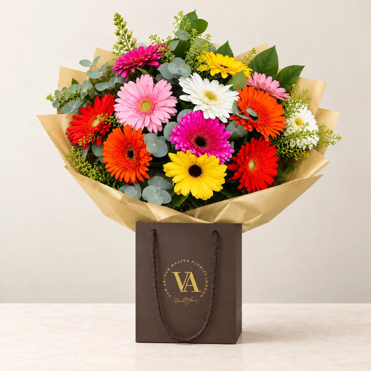 Gerbera Bouquet — bouquet in branded Van Arthur bag