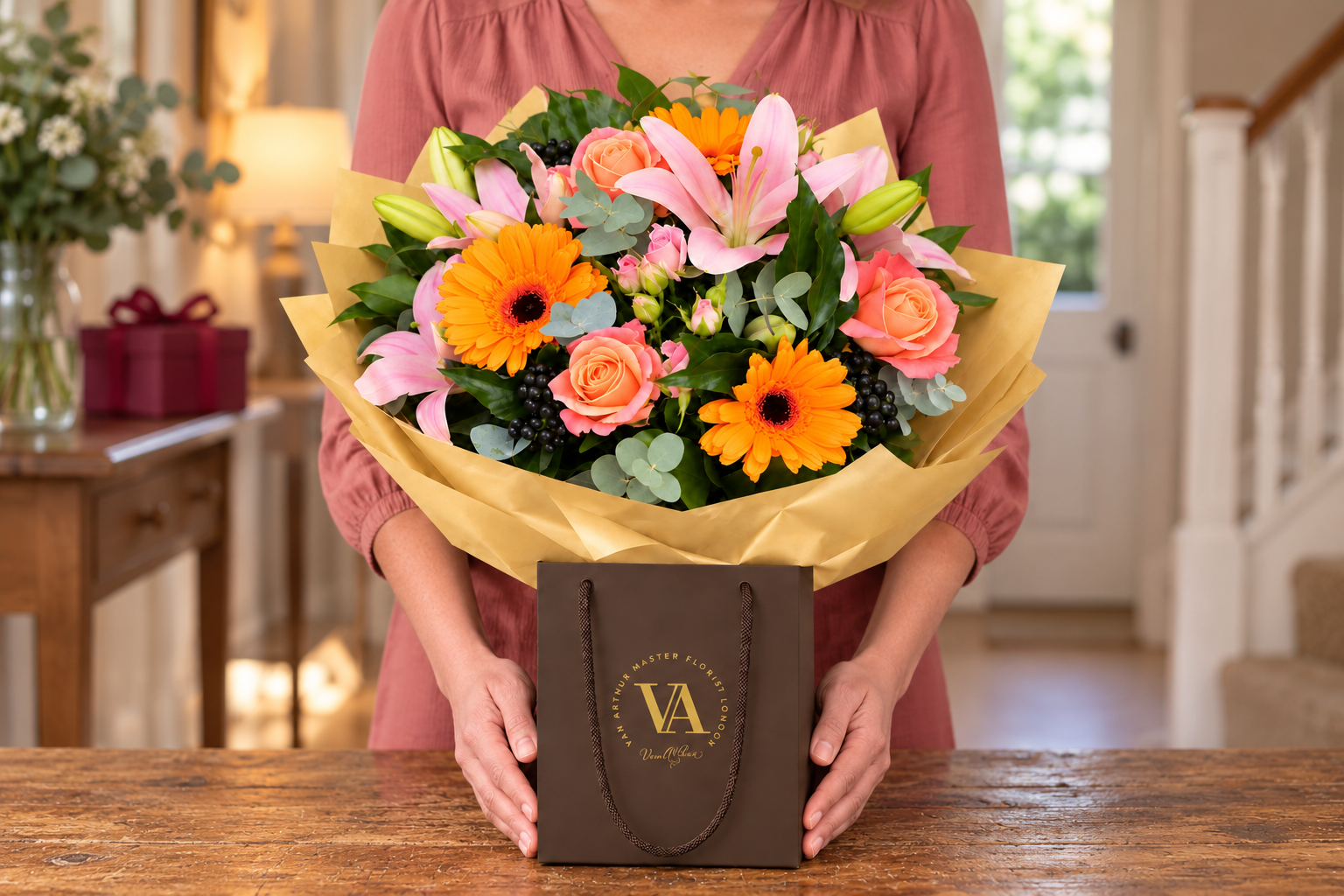Birthday bouquet shared at home