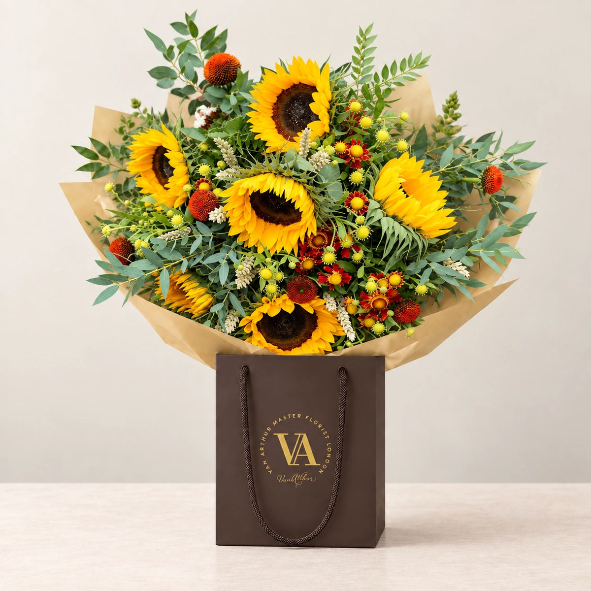 Summer — bouquet in branded Van Arthur bag
