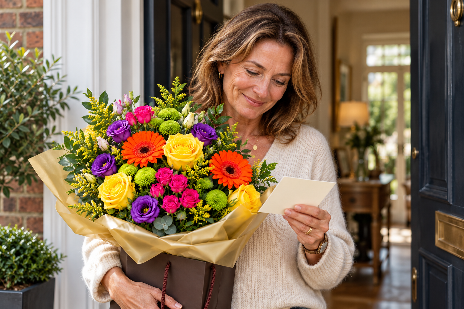 Colourful bouquet being enjoyed at home