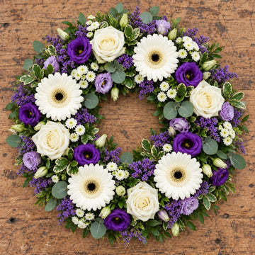 Purple/Lilac/White wreath colour example